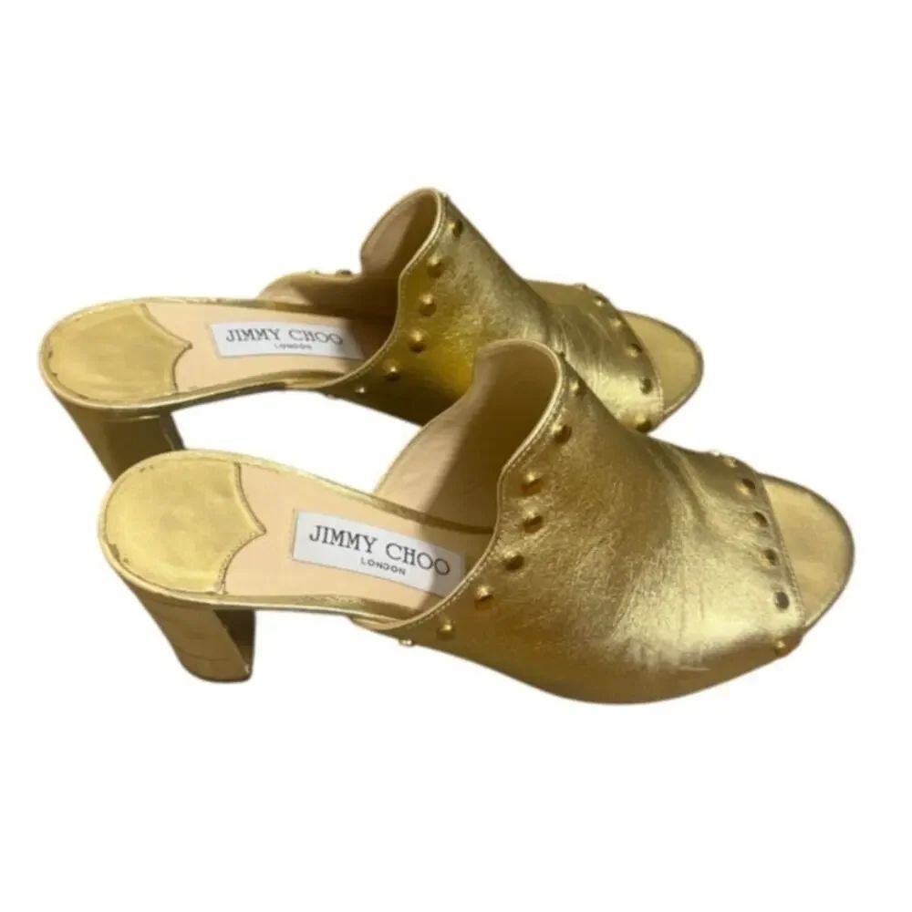 Jimmy Choo Myla Metallic Leather Mules Women's Sz. 39 (US9)